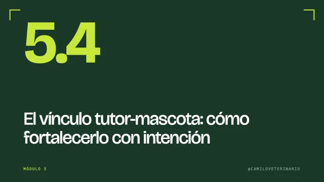 Clase 5.4: El vínculo tutor-mascota: cómo fortalecerlo con intención